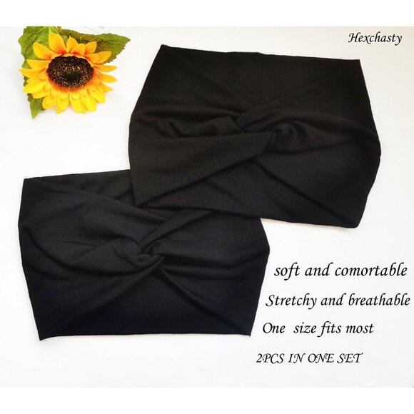 Set of 2 Extra Wide Knotted Turban Headbands for Women - Fashionable & Stretchy - Picture 7 of 7